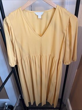 a:glow Yellow V-Neck Dress